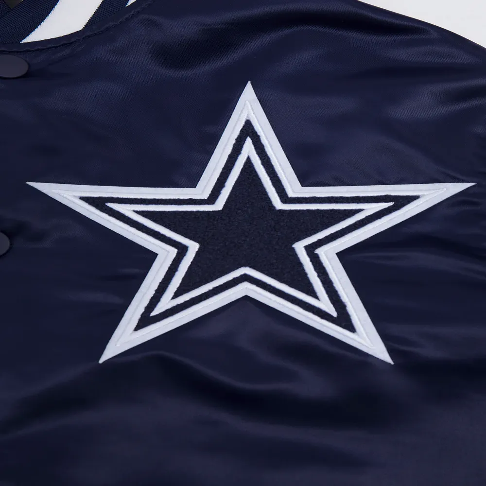 Dallas Cowboys Mashup Full-Snap Satin Navy Varsity Jacket - Image 6