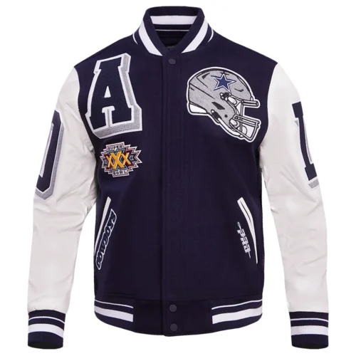 Dallas Cowboys Mashup Wool & Leather Navy/White Varsity Jacket