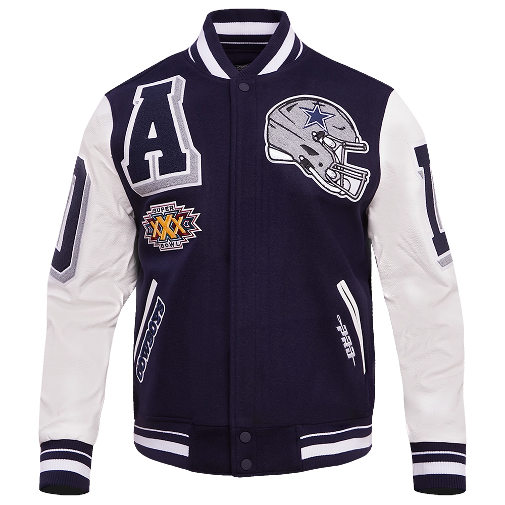 Dallas Cowboys Mashup Wool & Leather Navy/White Varsity Jacket