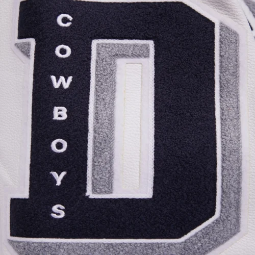 Dallas Cowboys Mashup Wool & Leather Navy/White Varsity Jacket - Image 5