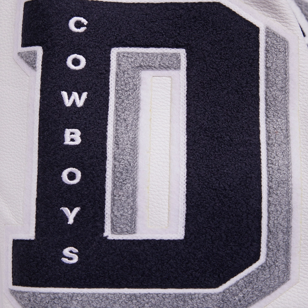 Dallas Cowboys Mashup Wool & Leather Navy/White Varsity Jacket - Image 5