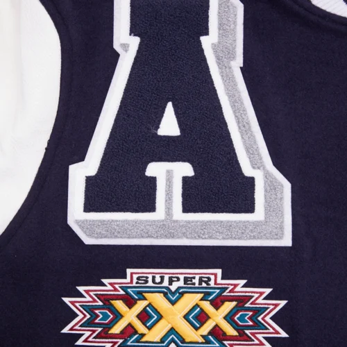 Dallas Cowboys Mashup Wool & Leather Navy/White Varsity Jacket - Image 7