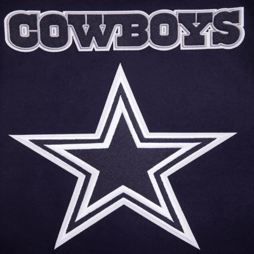 Dallas Cowboys Mashup Wool & Leather Navy/White Varsity Jacket - Image 8
