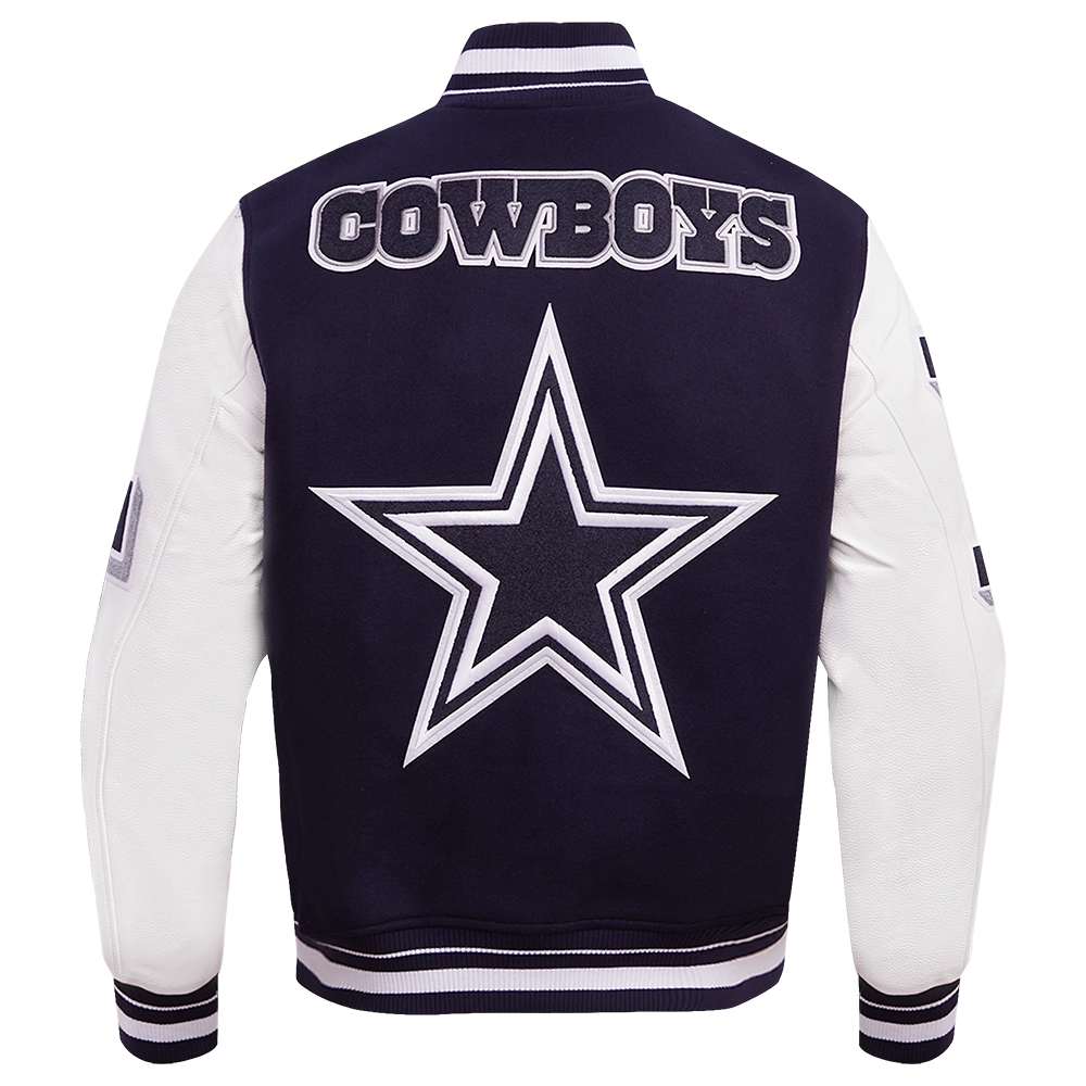 Dallas Cowboys Mashup Wool & Leather Navy/White Varsity Jacket - Image 4