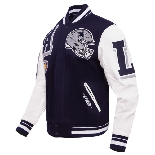 Alternative view of Dallas Cowboys Mashup Wool & Leather Navy/White Varsity Jacket