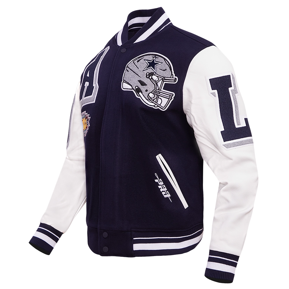 Dallas Cowboys Mashup Wool & Leather Navy/White Varsity Jacket - Image 2