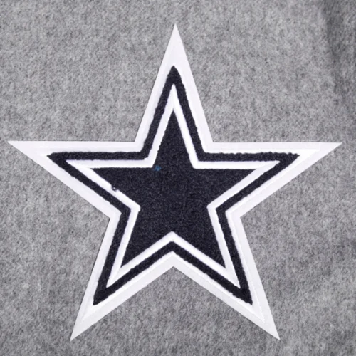 Dallas Cowboys Old English Wool & Leather Gray/White Varsity Jacket - Image 6