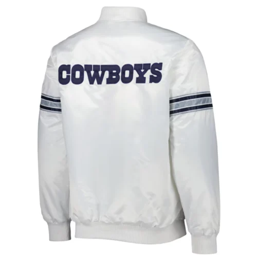 Alternative view of Dallas Cowboys Power Forward Full-Snap Satin White Varsity Jacket