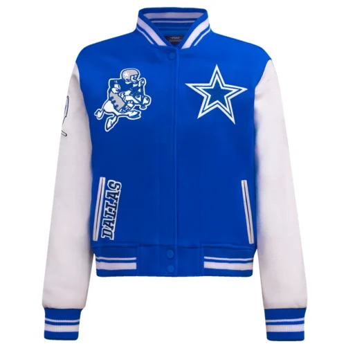 Dallas Cowboys Retro Classic Women's Wool & Leather Blue/White Varsity Jacket