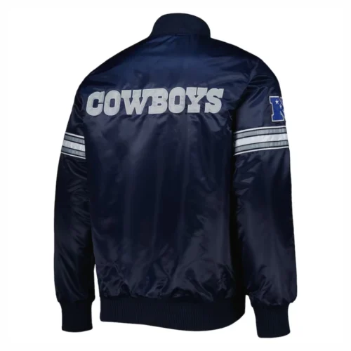 Alternative view of Dallas Cowboys Pick & Roll Full-Snap Satin Navy Varsity Jacket