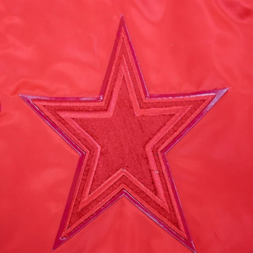 Dallas Cowboys Triple Red Full-Snap Satin Red Varsity Jacket - Image 7