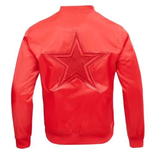 Dallas Cowboys Triple Red Full-Snap Satin Red Varsity Jacket - Image 4