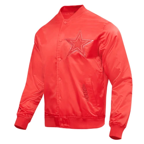 Alternative view of Dallas Cowboys Triple Red Full-Snap Satin Red Varsity Jacket