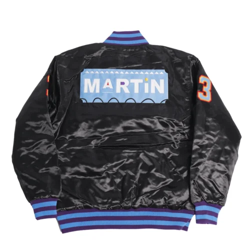 Alternative view of Damn Gina Martin Full-Snap Satin Varsity Jacket - Black