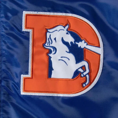 Denver Broncos The Captain Satin Blue Varsity Jacket - Image 4