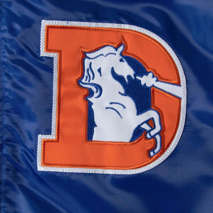 Denver Broncos The Captain Satin Blue Varsity Jacket - Image 4