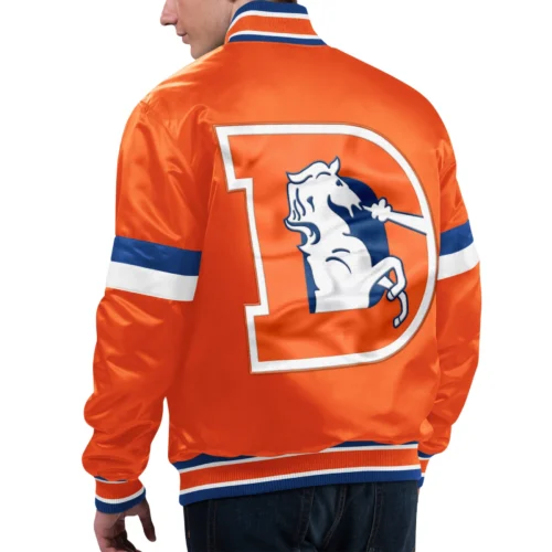 Alternative view of Denver Broncos Gridiron Classics Home Game Satin Orange Varsity Jacket