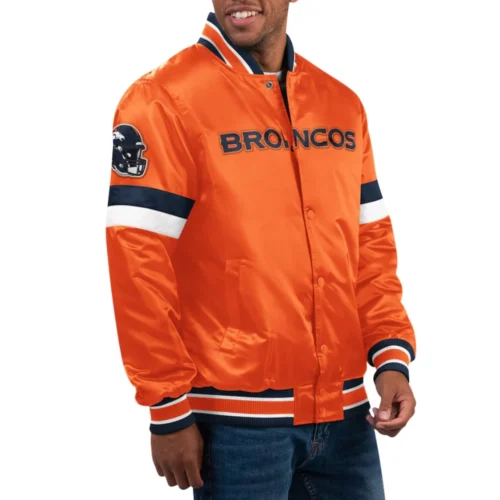 Denver Broncos Home Game Satin Orange Varsity Jacket