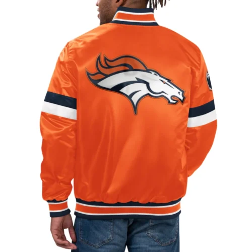 Alternative view of Denver Broncos Home Game Satin Orange Varsity Jacket