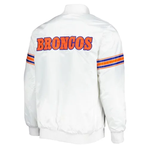 Alternative view of Denver Broncos Power Forward Full-Snap Satin White Varsity Jacket
