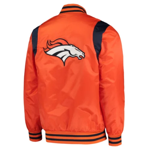 Alternative view of Denver Broncos Prime Time Full-Snap Satin Orange Varsity Jacket