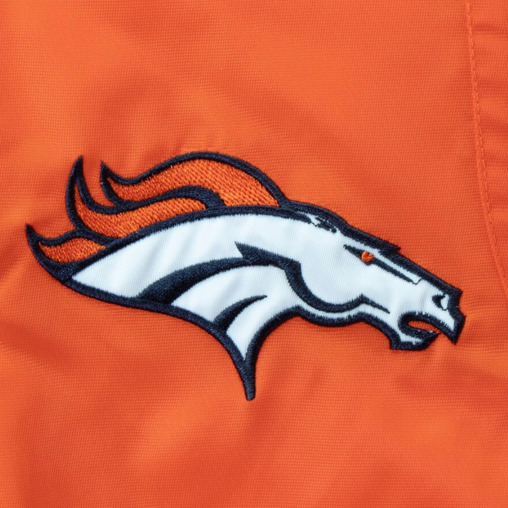 Denver Broncos Prime Time Full-Snap Satin Orange Varsity Jacket - Image 3
