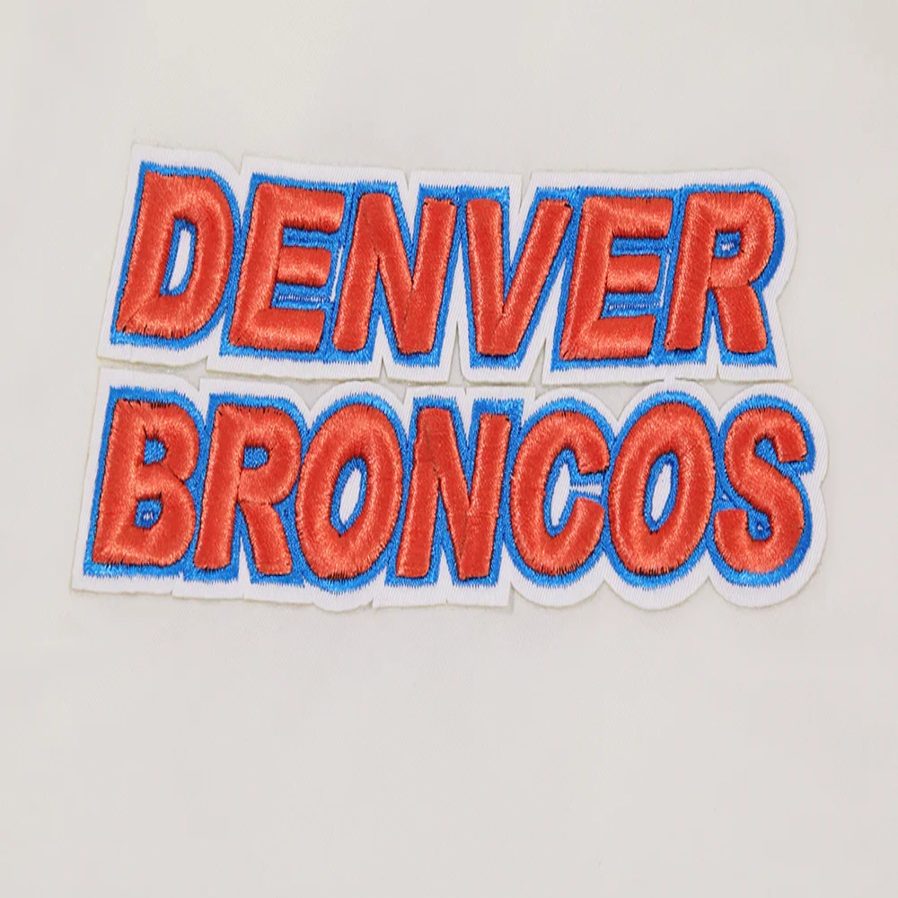 Denver Broncos Retro Classic Full-Snap Satin White Varsity Jacket - Image 7
