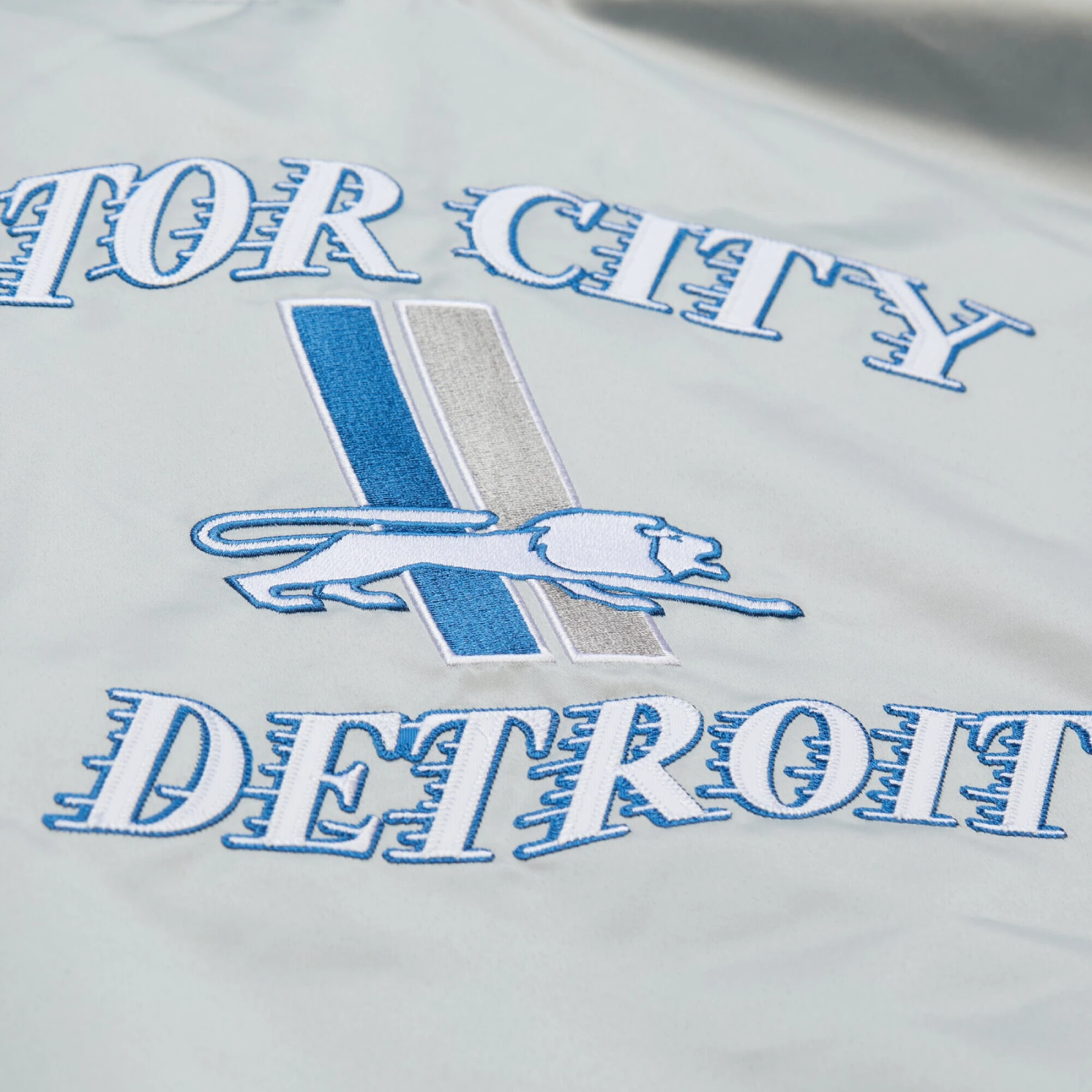 Detroit Lions Double Down Gray Satin Varsity Jacket - Image 5