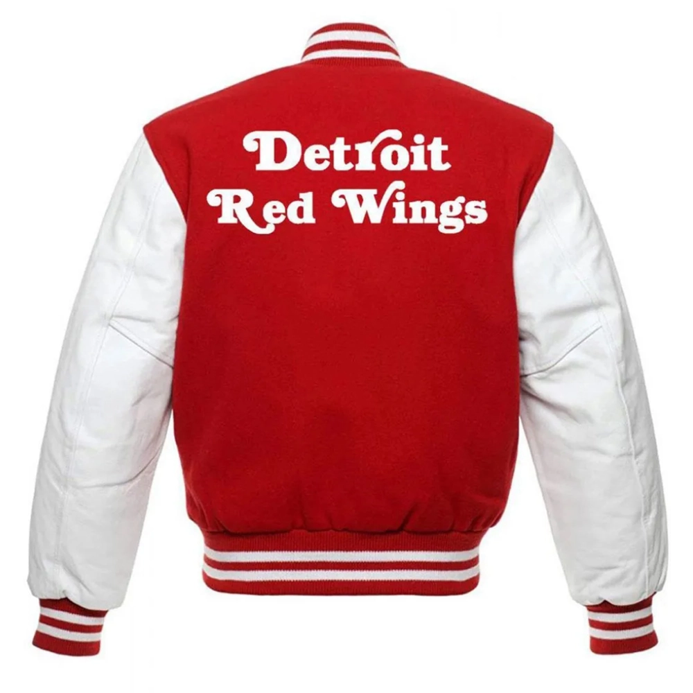 Detroit Red Wings Letterman Red/White Wool & Leather Varsity Jacket - Image 2