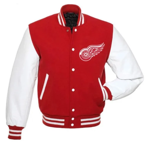 Detroit Red Wings Letterman Red/White Wool & Leather Varsity Jacket