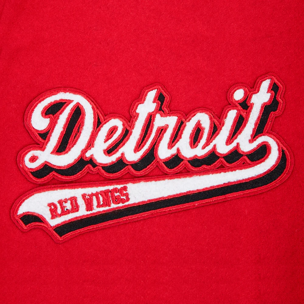 Detroit Red Wings Script Tail Red Wool & Leather Varsity Jacket - Image 6