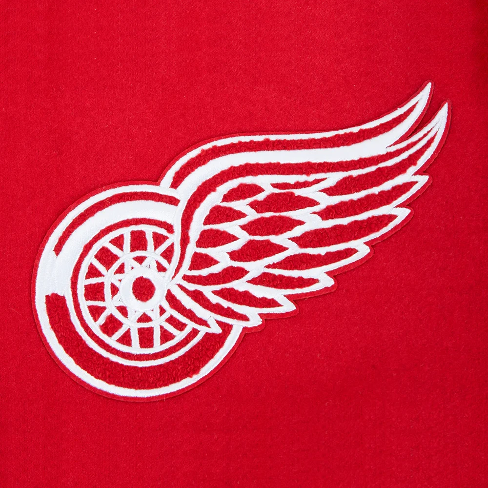 Detroit Red Wings Script Tail Red Wool & Leather Varsity Jacket - Image 5