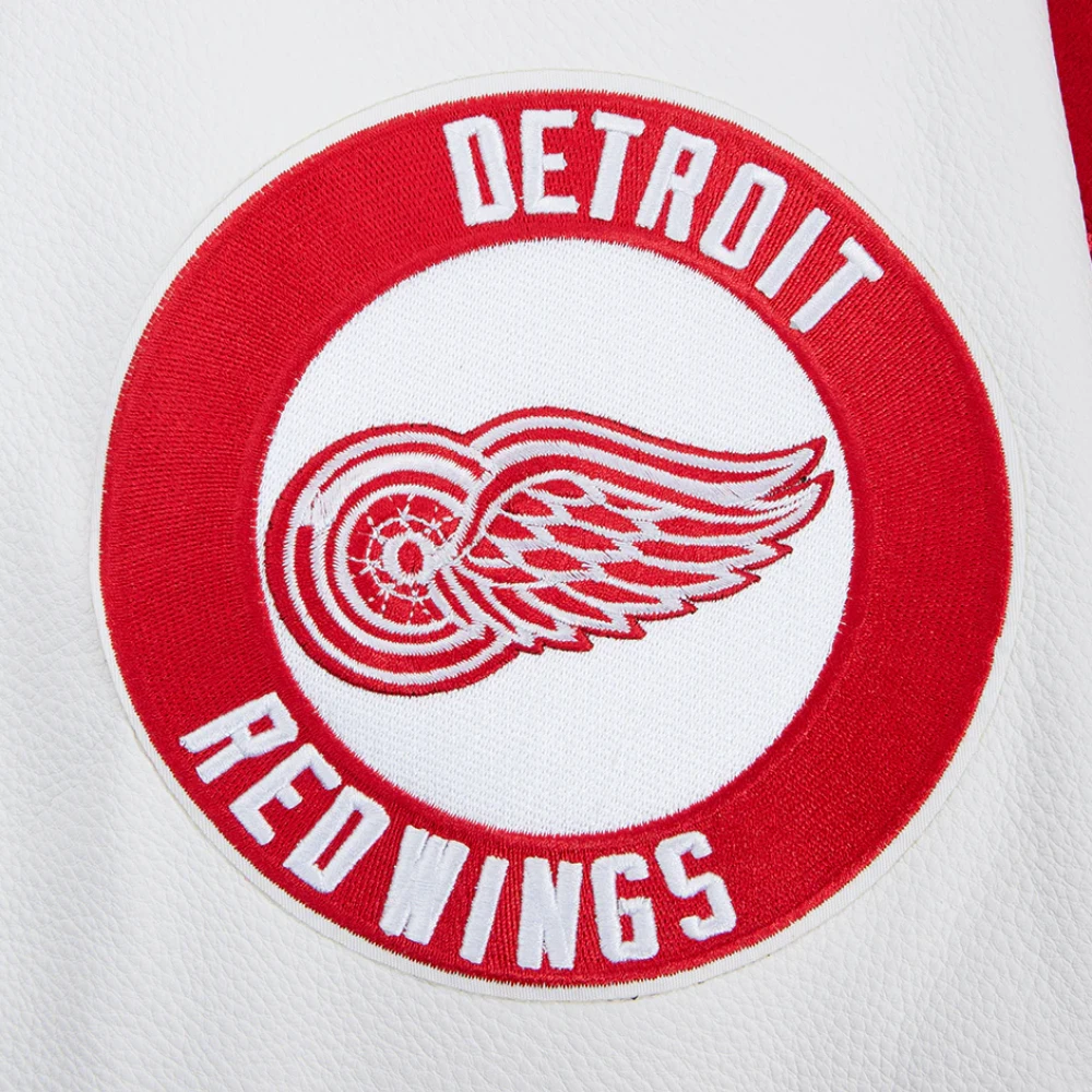 Detroit Red Wings Script Tail Red Wool & Leather Varsity Jacket - Image 7