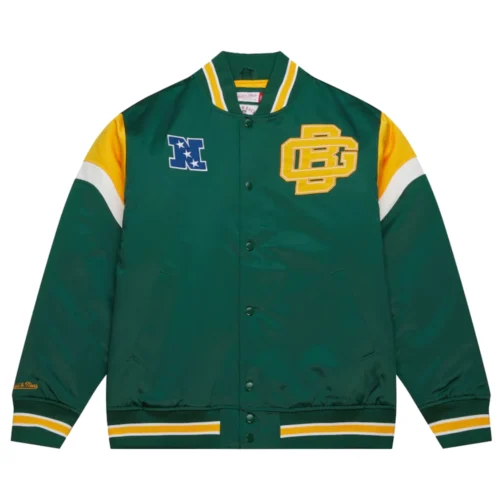 Green Bay Packers Cooperstown Heavyweight Full-Snap Satin Varsity Jacket