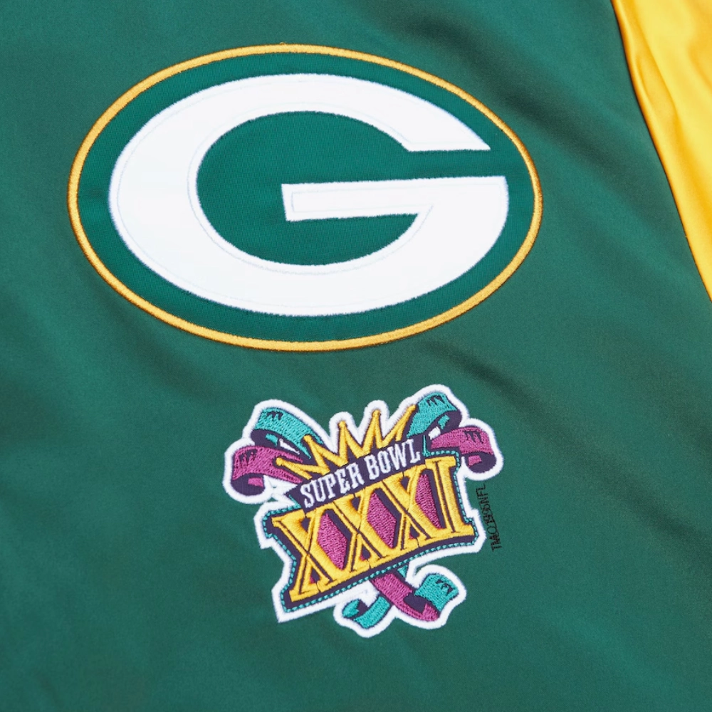 Green Bay Packers Cooperstown Heavyweight Full-Snap Satin Varsity Green Jacket - Image 3