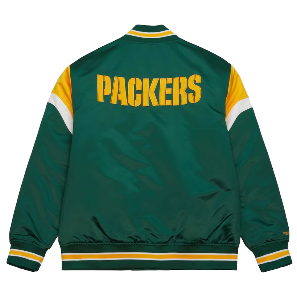 Green Bay Packers Cooperstown Heavyweight Full-Snap Satin Varsity Green Jacket - Image 2