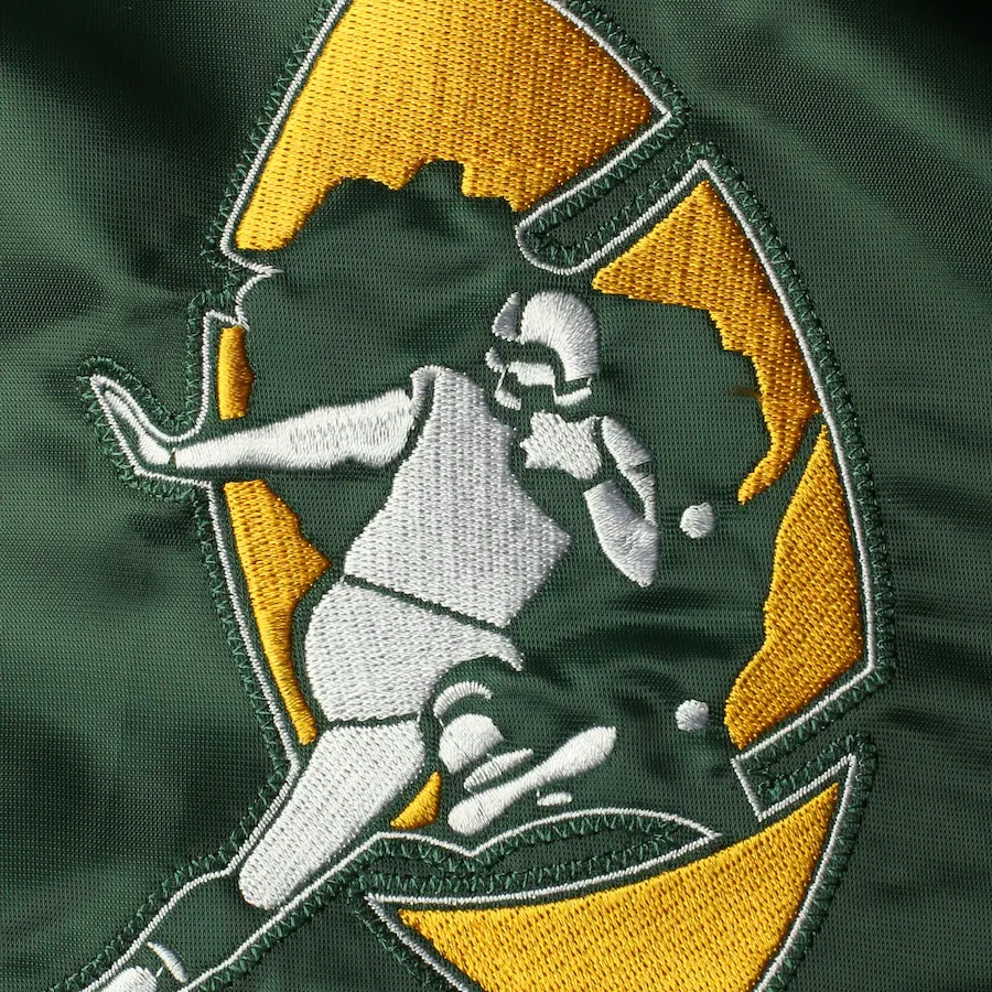 Green Bay Packers The Enforcer Satin green Varsity Jacket - Image 3
