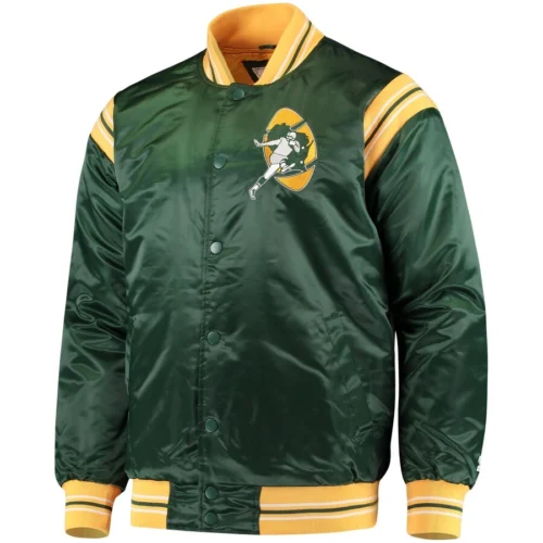 Green Bay Packers The Enforcer Satin green Varsity Jacket
