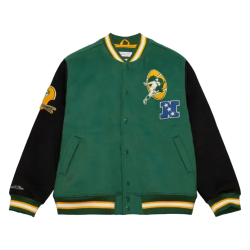 Green Bay Packers Hardwood Classics Team Legacy Green Varsity Jacket