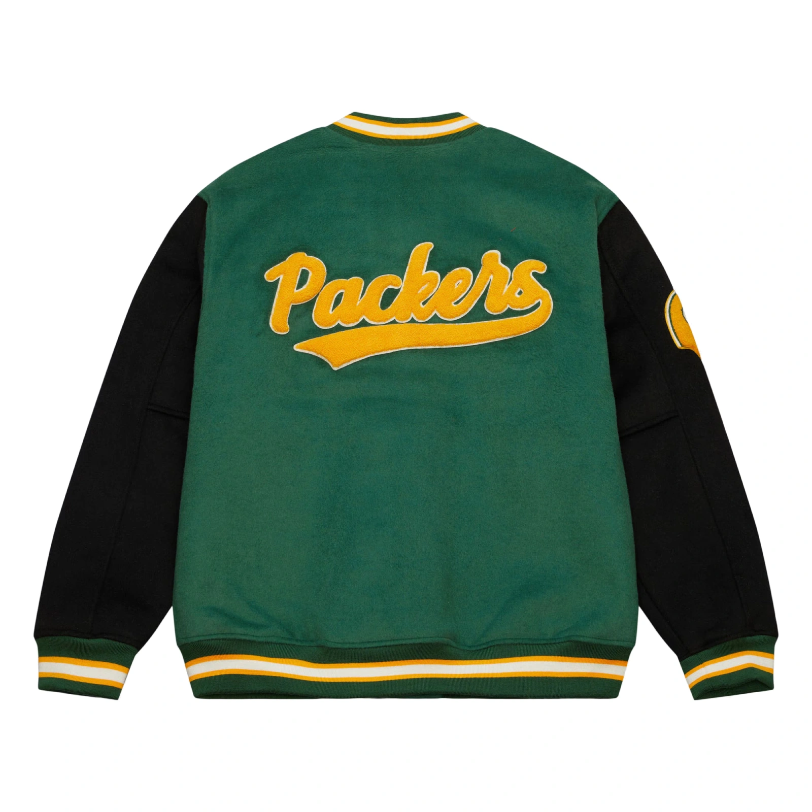 Green Bay Packers Hardwood Classics Team Legacy Green Varsity Jacket - Image 2