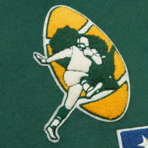 Green Bay Packers Hardwood Classics Team Legacy Green Varsity Jacket - Image 4