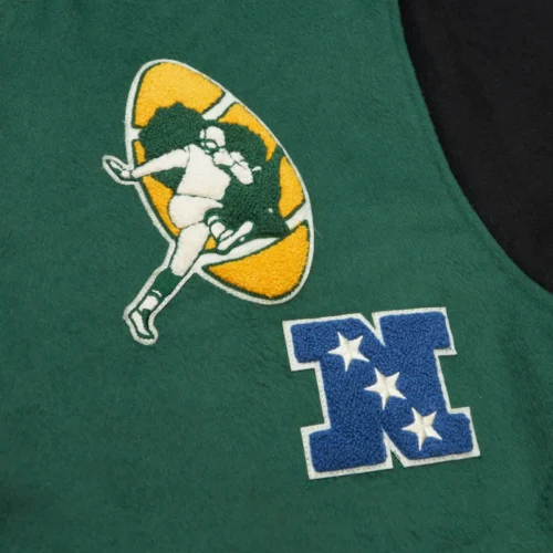 Green Bay Packers Hardwood Classics Team Legacy Green Varsity Jacket - Image 3