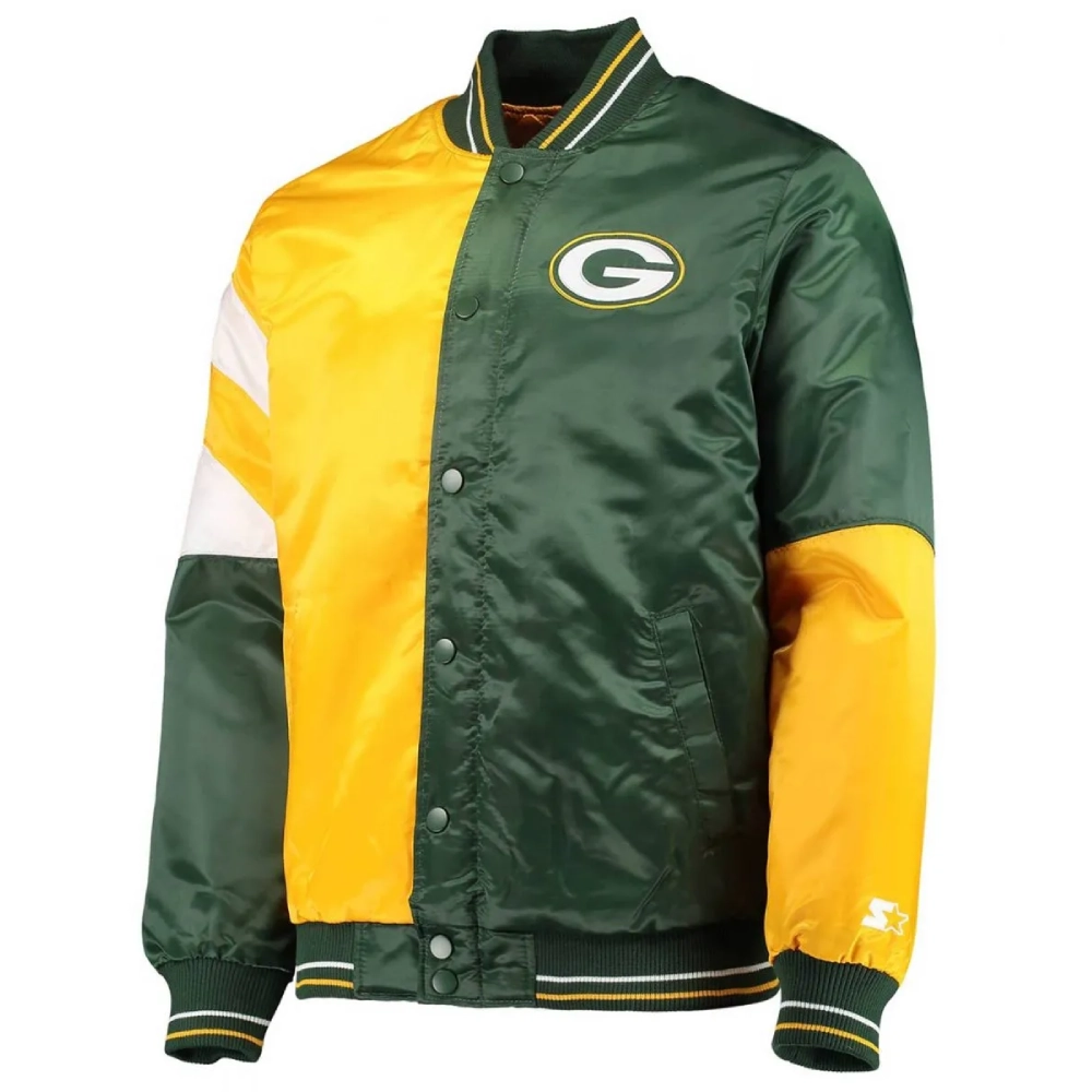 Green Bay Packers Leader Satin Yellow/Green Varsity Jacket