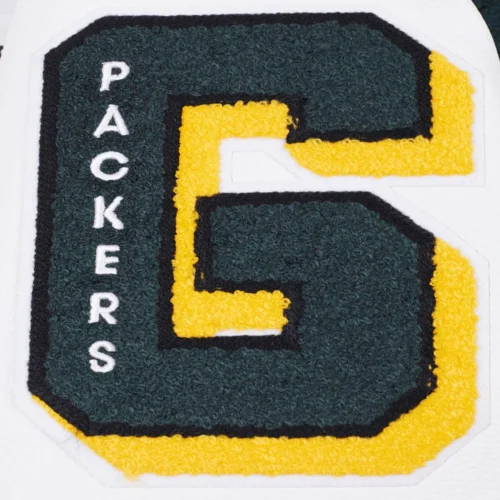 Green Bay Packers Mashup Wool & Leather Black Varsity Jacket - Image 9