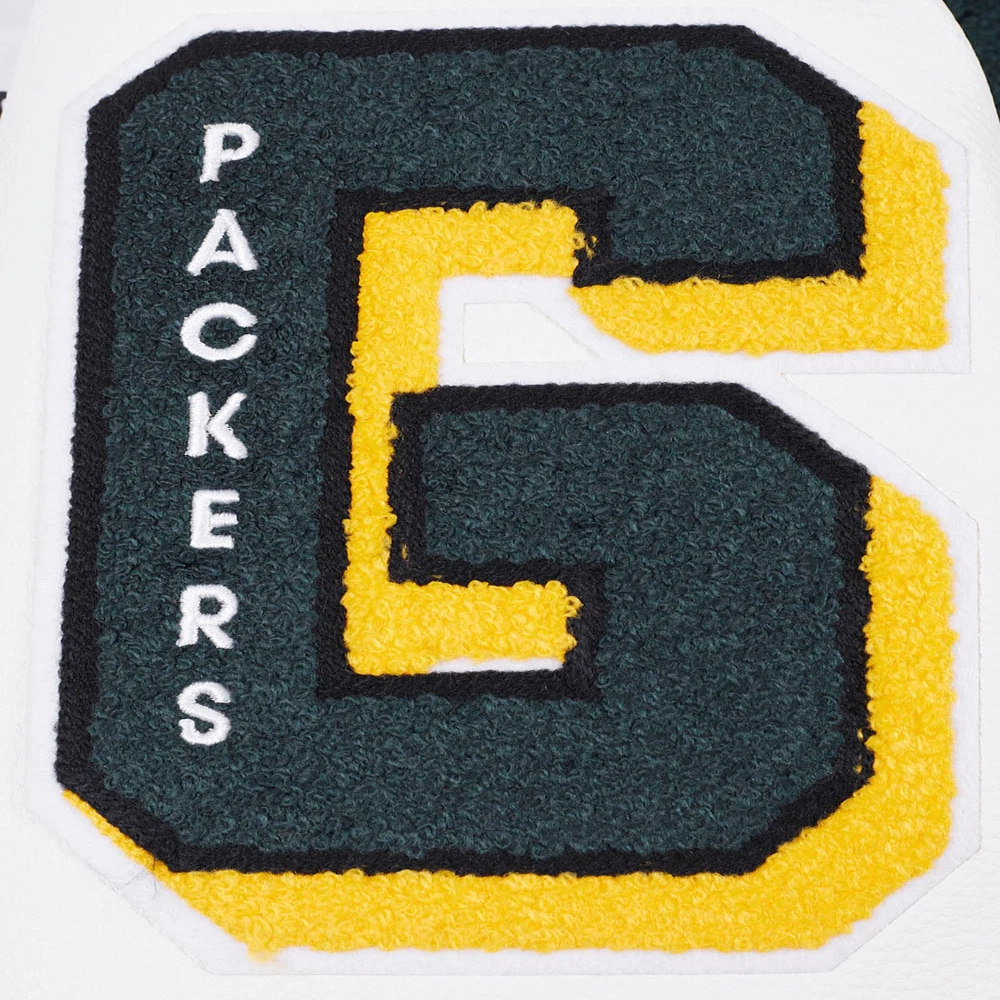 Green Bay Packers Mashup Wool & Leather Black Varsity Jacket - Image 9