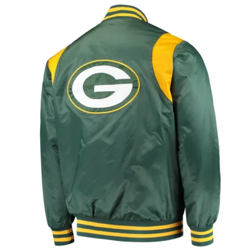 Alternative view of Green Bay Packers Prime Time Satin Green Varsity Jacket