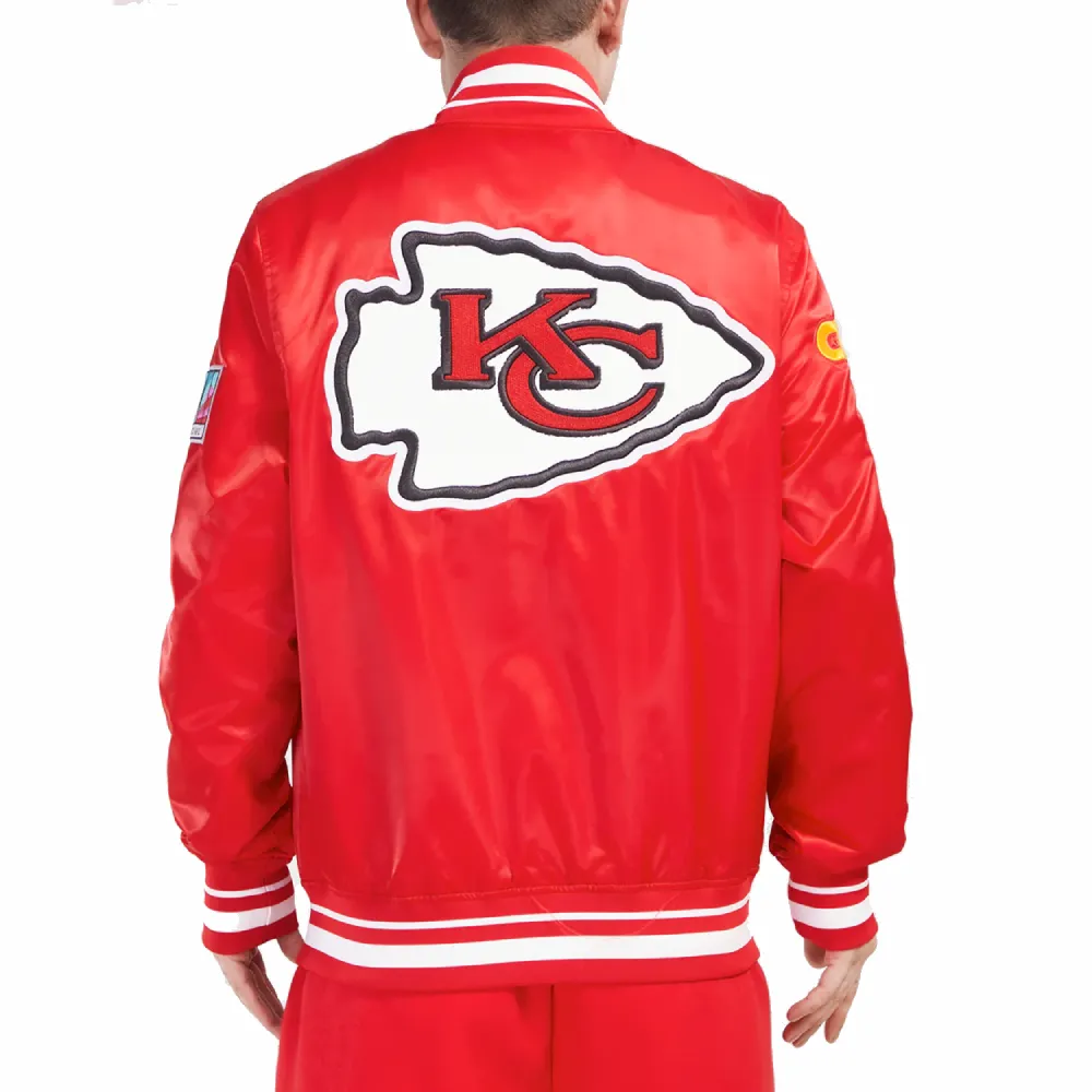 Kansas City Chiefs Mashup Full-Snap Red Satin Varsity Jacket - Image 3