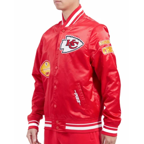 Alternative view of Kansas City Chiefs Old English Red Satin Jacket