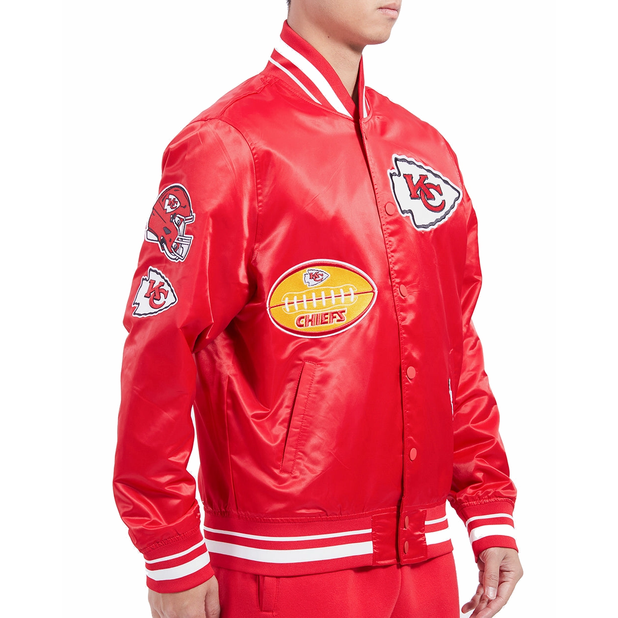 Kansas City Chiefs Old English Red Satin Jacket - Image 3