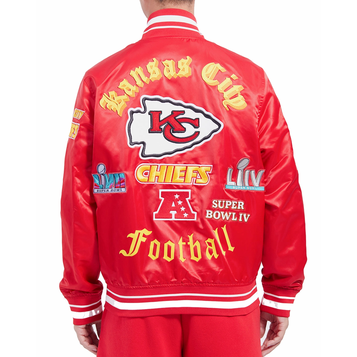 Kansas City Chiefs Old English Red Satin Jacket - Image 4
